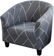 🪑 high stretch tub chair cover - club chair slipcover in soft spandex, removable & washable sofa slipcover - furniture protector for living room arm chair, couch cover (grey blue) logo