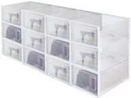 👠 clear stackable shoe boxes: shoe organizer plastic storage bins - sneaker storage set of 12 (transparent white) логотип