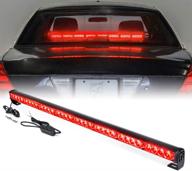 xprite 35.5 inch 32 led strobe traffic advisor emergency warning light bar with 13 flashing patterns for fire trucks, cars, and emergency vehicles - red logo