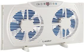 img 4 attached to 🌬️ Lasko W09560 Bluetooth-Enabled Twin 9-Inch Window Fan for Bedroom Indoor Home Use, White - Intake & Exhaust Motors with Thermostat and Timer