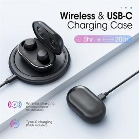 img 2 attached to 🎧 Advanced M12 Bluetooth Earbuds with Wireless Charging Case and USB-C, IPX8 Waterproof, Microphone, Bass Sound, Touch Control, 25 Hrs Playtime, 2 Modes - Black