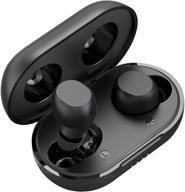 🎧 advanced m12 bluetooth earbuds with wireless charging case and usb-c, ipx8 waterproof, microphone, bass sound, touch control, 25 hrs playtime, 2 modes - black logo