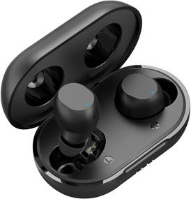 img 4 attached to 🎧 Advanced M12 Bluetooth Earbuds with Wireless Charging Case and USB-C, IPX8 Waterproof, Microphone, Bass Sound, Touch Control, 25 Hrs Playtime, 2 Modes - Black