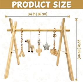img 1 attached to 🎃 Hello Pumpkin Baby Activity Center - Premium Handmade Baby Play Gym with 5 Hanging Toys - Educational and Creative Learning Toy for Boys and Girls - Untreated Beechwood and Cotton - 34 x 27 Inches
