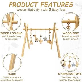 img 2 attached to 🎃 Hello Pumpkin Baby Activity Center - Premium Handmade Baby Play Gym with 5 Hanging Toys - Educational and Creative Learning Toy for Boys and Girls - Untreated Beechwood and Cotton - 34 x 27 Inches