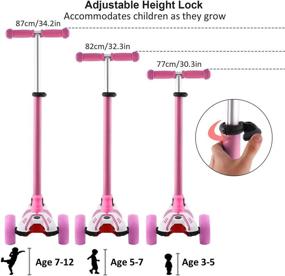 img 2 attached to 🛴 Scooter for Kids Ages 3-12: Adjustable Height, Light Up Wheels, Extra-Wide Deck, Lean to Steer - Perfect for Boys & Girls!