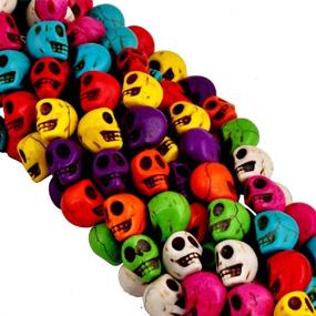 img 1 attached to 💀 64 Pcs JKJF Multicolor Turquoise Skull Head Loose Spacer Bead Charm: Ideal for DIY Jewelry Making and Crafting Accessories