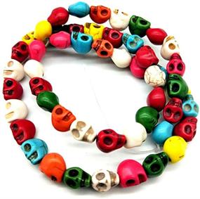 img 2 attached to 💀 64 Pcs JKJF Multicolor Turquoise Skull Head Loose Spacer Bead Charm: Ideal for DIY Jewelry Making and Crafting Accessories