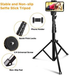 img 2 attached to 📸 Премиум Selfie Stick Трипод, UBeeszie - Расширяемая стойка для мобильного телефона с беспроводным пультом дистанционного управления, универсально совместимая со всеми телефонами, DSLR и экшн-камерой.