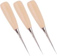 🧵 eowpower 3pcs wooden handle leather drillable stitching sewing awl: the ultimate diy gadget tool for repair and diy projects logo