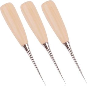 img 2 attached to 🧵 Eowpower 3PCS Wooden Handle Leather Drillable Stitching Sewing Awl: The Ultimate DIY Gadget Tool for Repair and DIY Projects