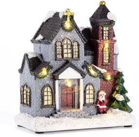 img 4 attached to 🎄 Captivating Christmas Church Village Lit House - Illuminated Collectible 6-Inch LED Lighted Buildings (Battery Operated)