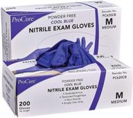 400 count procure disposable nitrile gloves - medium size, powder free, latex rubber free, medical exam grade, non sterile with soft and textured tips - cool blue logo