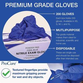 img 3 attached to 400 Count ProCure Disposable Nitrile Gloves - Medium Size, Powder Free, Latex Rubber Free, Medical Exam Grade, Non Sterile with Soft and Textured Tips - Cool Blue