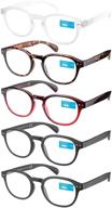 pack of 5 unisex reading glasses with spring hinges to prevent eye strain and fatigue logo