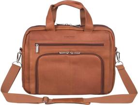 img 4 attached to 👜 Cognac Kenneth Cole Reaction Reaction Manhattan Colombian Leather Expandable RFID 15.6" Laptop Business Briefcase Bag