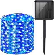 🌞 outdoor solar string lights acajoe - 40 ft 120 led 8 modes, fairy lights for garden patio yard party wedding camping decor, waterproof solar powered silver wire lights логотип