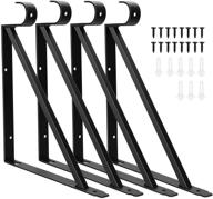 👕 sungroo heavy duty closet rod brackets: black shelf bracket with rod support - 2 pack 4 pack (4 pack) логотип