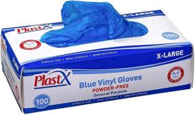 img 3 attached to 🧤 PlastX Blue Vinyl Gloves: 100 Count Disposable Cleaning Plastic Gloves in Blue