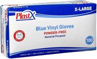 🧤 plastx blue vinyl gloves: 100 count disposable cleaning plastic gloves in blue logo