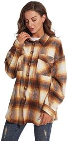 img 1 attached to Oversized Women's Casual Plaid Shacket Jacket Coat with Button Down and Long Sleeves
