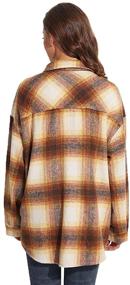 img 3 attached to Oversized Women's Casual Plaid Shacket Jacket Coat with Button Down and Long Sleeves