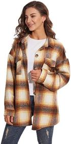 img 2 attached to Oversized Women's Casual Plaid Shacket Jacket Coat with Button Down and Long Sleeves