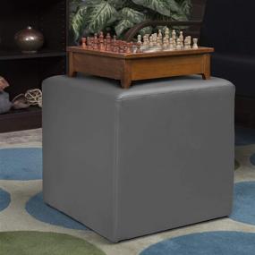 img 2 attached to 🪑 Regency Jean Plush Square Ottoman, Grey: Stylish Comfort for Modern Living Spaces