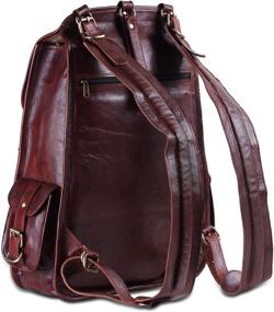 img 1 attached to 🎒 Винтажный рюкзак из натуральной кожи для ноутбука - ручной работы, 17 дюймов, дизайн для мужчин и женщин, идеально подходит для кемпинга, путешествий и повседневного использования.