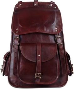 img 2 attached to 🎒 Vintage Full Grain Leather Laptop Backpack – Handmade 17 Inch Casual Bookbag for Men and Women, Ideal for Camping, Travel, and Everyday Use