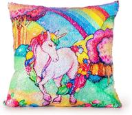 🦄 14-inch unicorn reversible sequin pillow: flip gift for girls ages 4-9, magic unicorn bedroom décor, girls' birthday gift, room pillow for girls logo