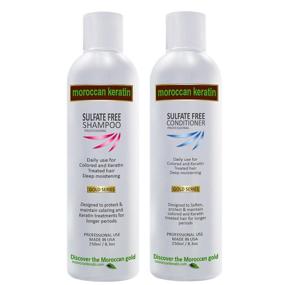 img 1 attached to 🧴 Sulfate Free Moroccan Keratin Shampoo & Conditioner Set Enriched with Argan Oil