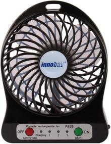 img 3 attached to 💨 innobay USB/Rechargeable Personal Fan with LED Light - Quiet & Powerful (4-inch, Black)