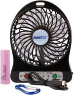 💨 innobay usb/rechargeable personal fan with led light - quiet & powerful (4-inch, black) logo