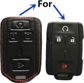 img 1 attached to 🔑 RPKEY Leather Keyless Entry Remote Control Key Fob Cover Case Protector for Chevrolet Colorado & Silverado, GMC Canyon & Sierra - M3N-32337101 Compatible