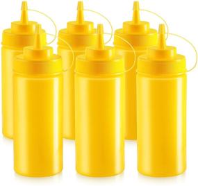 img 3 attached to 🍯 New Star Foodservice 26528 Plastic Squeeze Bottles - 16 oz, Wide Mouth, Yellow (Pack of 6) with Cap and Scale