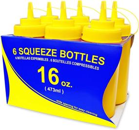 img 4 attached to 🍯 New Star Foodservice 26528 Plastic Squeeze Bottles - 16 oz, Wide Mouth, Yellow (Pack of 6) with Cap and Scale