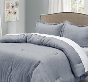 img 4 attached to 🛏️ CozyLux Greyish Blue Cationic Dyeing Twin Comforter Set: Luxury Lightweight Microfiber Bed Set for All Seasons - 2-Piece Soft Bedding with Fluffy Down Alternative Duvet Insert (1 Comforter, 1 Sham)