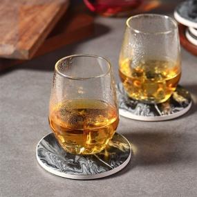 img 3 attached to 🍸 LIFVER Coasters with Holder, Set of 6 Absorbent Stone Drink Coasters, Black Marble Style Ceramic Coasters for Tabletop Protection