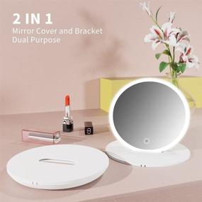 img 2 attached to 💄 Portable 2.5X Magnifying Makeup Mirror with LED Lights - 6 Inch Vanity Mirror, 3 Lighting Modes, Touch Screen, High Definition, Rechargeable