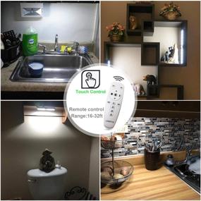 img 1 attached to 🔦 LDOPTO Battery Operated Lights 4 Pack with Remote - Under Cabinet LED Lighting for Kitchen, Timer, Dimmable, Touch Control, 2 Colors