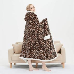 img 2 attached to 🐾 MARQUESS Animals Spots Hooded Throw Wrap: Ultra Soft Coral Plush Sherpa Lined Blanket with 2 Pockets