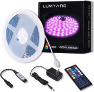 🌈 40ft rgb led strip lights: color changing smd 5050 led, remote control, 24v power adapter (white) логотип