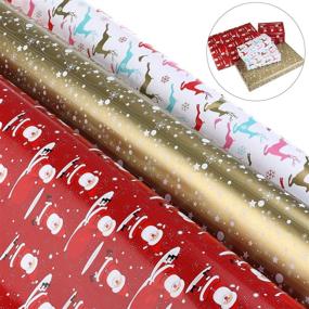 img 2 attached to Christmas Wrapping Paper: Festive Red, Gold, 🎁 and Colorful Gift Wrapping - Set of 3 Rolls