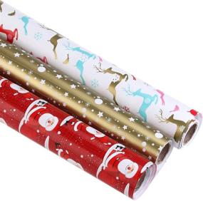 img 4 attached to Christmas Wrapping Paper: Festive Red, Gold, 🎁 and Colorful Gift Wrapping - Set of 3 Rolls