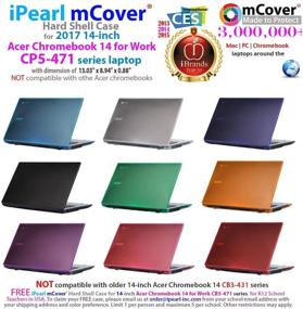 img 3 attached to 14-Inch Aqua iPearl mCover Hard Shell Case for Acer Chromebook 14 for Work CP5-471 Series Laptop