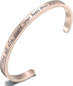 img 4 attached to 📿 FEELMEM Above All Else Guard Your Heart Prov 4:23 Bible Verse Bracelet: A Christian Cuff Bangle Emphasizing Proverbs 4:23