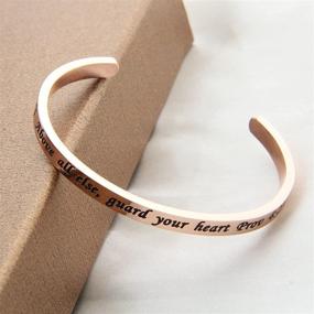 img 2 attached to 📿 FEELMEM Above All Else Guard Your Heart Prov 4:23 Bible Verse Bracelet: A Christian Cuff Bangle Emphasizing Proverbs 4:23