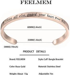 img 3 attached to 📿 FEELMEM Above All Else Guard Your Heart Prov 4:23 Bible Verse Bracelet: A Christian Cuff Bangle Emphasizing Proverbs 4:23