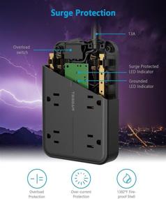 img 1 attached to 💡 TESSAN Surge Protector Power Strip with USB, 6 AC Outlets & 3 USB Charging Ports, 5ft Extension Cord - Ideal for Home, Dorm Room, Office and More!